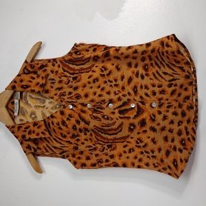 Tiger Print Button Down Sleeveless